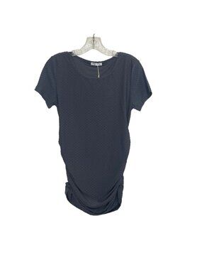 Ekouaer Maternity Shirt Textured Short Sleeve Ruched Small Gray New Summer